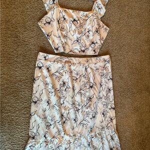 SHEIN Black & White Floral Two-Piece Set – Feminine & Flowy